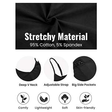 Lentta Women's Causal Jumpsuits V Neck Sleeveless Harem Overalls Stretchy Adjustable Strap Romper with Pockets(Black-S)