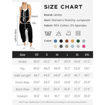 Lentta Women's Causal Jumpsuits V Neck Sleeveless Harem Overalls Stretchy Adjustable Strap Romper with Pockets(Black-S)