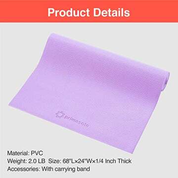 Primasole Yoga Mat in Quartz Purple - Ideal for Yoga and Fitness