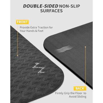 CAMBIVO Large Yoga Mat (6'x 4'), Extra Wide Workout Mat for Men and Women, Yoga Mat Thick 1/3 &1/4 Exercise Mats for Home Workout, Yoga, Pilates (Black,1/4 inch)