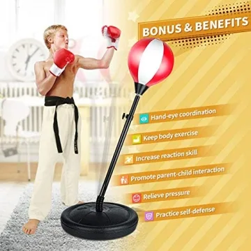 Adjustable Kids Punching Bag with Gloves - Ideal Christmas Gift