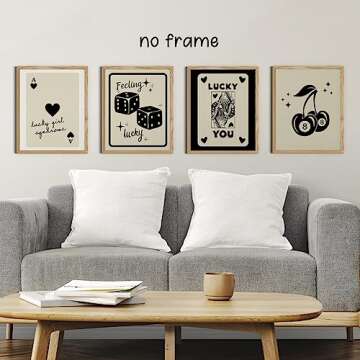 KEUSPI Trendy Retro Feeling Lucky You Girl Syndrome 8 Ball Queen Dice Cherry Funky Wall Art Poster P...