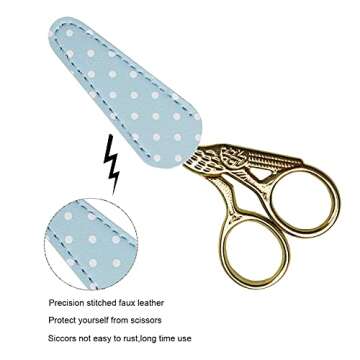 Weabetfu 3.6-inch Sewing Scissors Small Embroidery Crafting Scissors with Leather Scissors Cover Cross Stitch Knitting Scissors Sharp Craft Scissor for Needlework Manual Sewing Handicrafts Tool