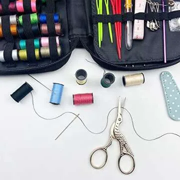 Weabetfu 3.6-inch Sewing Scissors Small Embroidery Crafting Scissors with Leather Scissors Cover Cross Stitch Knitting Scissors Sharp Craft Scissor for Needlework Manual Sewing Handicrafts Tool