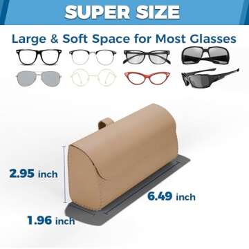 ROSON Sunglasses Holder for Car Visor, Leather Auto Eyeglasses Sun Visor Organizer Case, Handmade Universal Vehicle Visor Accessories Glasses Protective Storage Box for Man Women (Beige)