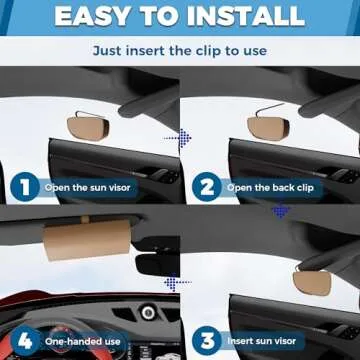 ROSON Sunglasses Holder for Car Visor, Leather Auto Eyeglasses Sun Visor Organizer Case, Handmade Universal Vehicle Visor Accessories Glasses Protective Storage Box for Man Women (Beige)