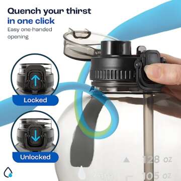 AQUAFIT 128 oz Water Bottle with Time Marker and Straw