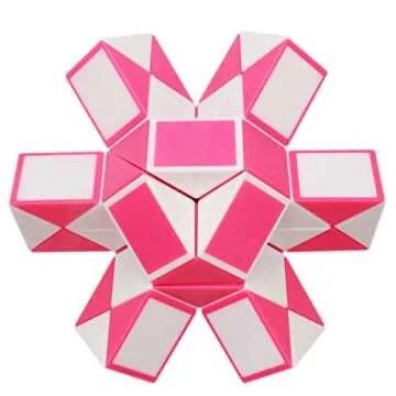 Mipartebo Magic Snake Cube Twist Puzzle 48 Wedges Large Size Twist Fidget Snake Toys Gift Party Favors Game Goodie Bag Fillers for Kids Adults Teens Pink