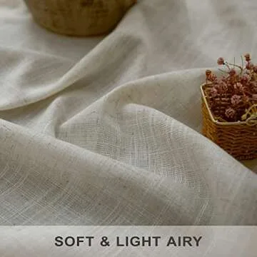 Beige Linen Curtains 38 Inch Width for Living Room 2 Panels Back Tab Rod Pocket Semi Sheer Light Filtering Mini Curtains for Door Window Boho Farmhouse Bedroom Decor Tan 38 Inch Wide by 84 Inch Length