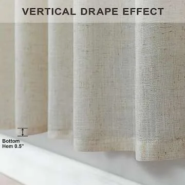 Beige Linen Curtains 38 Inch Width for Living Room 2 Panels Back Tab Rod Pocket Semi Sheer Light Filtering Mini Curtains for Door Window Boho Farmhouse Bedroom Decor Tan 38 Inch Wide by 84 Inch Length