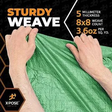Multipurpose 5' x 7' Green Poly Tarp - Xpose Safety Tarps