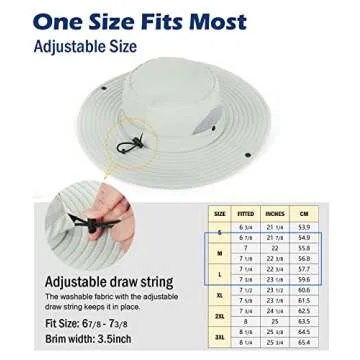 Wmcaps UPF 50+ Sun Protection Hat for Mens Womens, Wide Brim Waterproof Bucket Hat for Fishing, Hiking, Garden,Yard Outdoor Work Light Grey