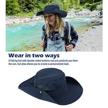 Wmcaps UPF 50+ Sun Protection Hat for Mens Womens, Wide Brim Waterproof Bucket Hat for Fishing, Hiking, Garden,Yard Outdoor Work Light Grey