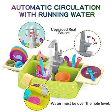 Durable Kids Play Sink Toys with Running Water for Ages 1-8