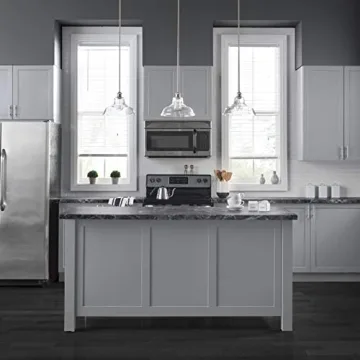 Linea di Liara Lucera Modern Farmhouse Pendant Light Fixture Ceiling Hanging Large Glass Pendant Lighting for Kitchen Island Brushed Nickel Pendant Light Over Sink Light Fixtures, Bulb Included