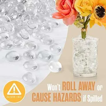 Houseables Clear Marbles, Glass Stones For Vases, Glass Beads for Vases, 5 LB, 400-500 Gems, Flat Bottom Round Top, Glass Marbles for Vases, Decorative Marbles for Vases, Floral Centerpieces, Aquarium