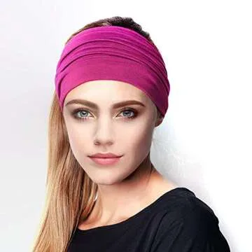 6Pcs Solid Wide Headbands for Women Elastic Bandana Knot Headbands Turban Headwraps Workout Head Wrap Hair Band Yoga Running Sport Twisted Hairband Hair Accessories for Women Girls