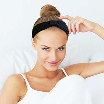 6Pcs Solid Wide Headbands for Women Elastic Bandana Knot Headbands Turban Headwraps Workout Head Wrap Hair Band Yoga Running Sport Twisted Hairband Hair Accessories for Women Girls