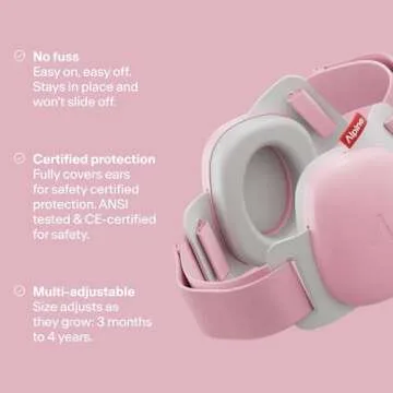 Alpine Muffy Baby - New & Improved Baby Ear Muffs Noise Protection for Babies and Toddlers - CE & ANSI Certified - Safe and Soothing Hearing Protection - Age 3-48 months - Approved by Babies - Pink