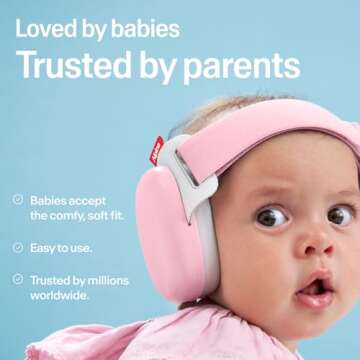 Alpine Muffy Baby - New & Improved Baby Ear Muffs Noise Protection for Babies and Toddlers - CE & ANSI Certified - Safe and Soothing Hearing Protection - Age 3-48 months - Approved by Babies - Pink