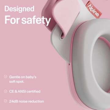 Alpine Muffy Baby - New & Improved Baby Ear Muffs Noise Protection for Babies and Toddlers - CE & ANSI Certified - Safe and Soothing Hearing Protection - Age 3-48 months - Approved by Babies - Pink