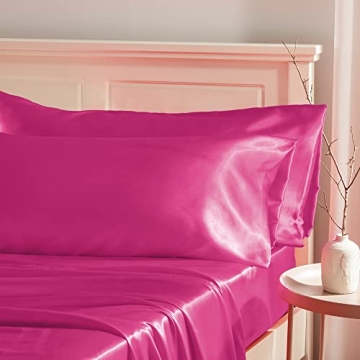 Manyshofu Hot Pink Satin Pillowcase for Hair Protection - 2Pcs Body Pillow Cases, Silky & Long Pillo...