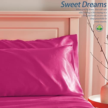 Manyshofu Hot Pink Satin Pillowcases for Hair Protection
