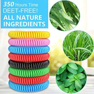 Mosquito Bracelets, 48 Pack Individually Wrapped, DEET Free, Natural and Waterproof Band