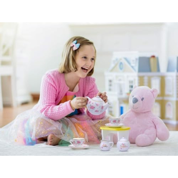 Pink Porcelain Tea Set for Girls Floral Design 13 Pieces