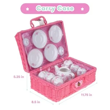 Pink Porcelain Tea Set for Girls Floral Design 13 Pieces