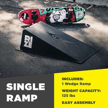 RIZE Single Ramp - Skateboard Ramp, BMX Bike Ramp, Scooter Ramp, RC Car Ramp - Portable Ramps for Ki...