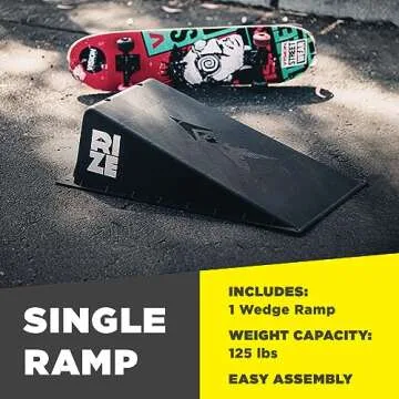 RIZE Single Ramp - Ultimate Portable Skateboard and BMX Ramp for Backyard Fun
