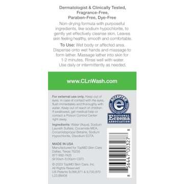 CLn® BodyWash –Non-Drying Body Wash, For Compromised Skin Prone to Eczema, Dermatitis, Rash & Hidradenitis Suppurativa, Fragrance-Free & Paraben-Free, 8 fl oz.