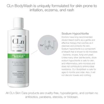 CLn® BodyWash –Non-Drying Body Wash, For Compromised Skin Prone to Eczema, Dermatitis, Rash & Hidradenitis Suppurativa, Fragrance-Free & Paraben-Free, 8 fl oz.