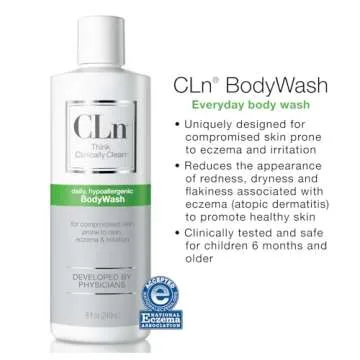 CLn® BodyWash –Non-Drying Body Wash, For Compromised Skin Prone to Eczema, Dermatitis, Rash & Hidradenitis Suppurativa, Fragrance-Free & Paraben-Free, 8 fl oz.