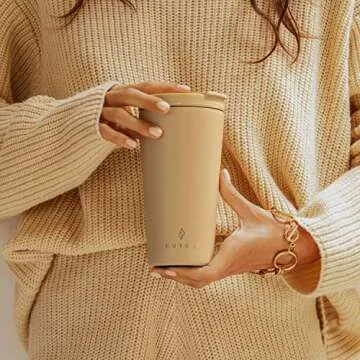 BURGA Travel Coffee Mug (16oz) – Spill-Proof, Secure-Seal Insulated Coffee Mug – Scratch-Resistant, Stainless Steel Travel Mug Stays Hot or Cold – Anti-Slip Coffee Tumbler – Nude Marble Travel Mug