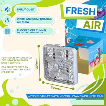 Skywin Air Tent Fort Large Ocean with Floor Playhouse for Kids - Inflatable Kids Fort Sets Up and Stores Away in Seconds (Fan NOT Included)