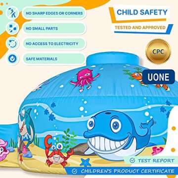 Skywin Air Tent Fort Large Ocean with Floor Playhouse for Kids - Inflatable Kids Fort Sets Up and Stores Away in Seconds (Fan NOT Included)