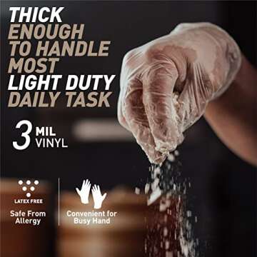 OKIAAS Disposable Gloves - Food Safe, Latex-Free Vinyl Gloves for Cooking | Medium Size, 100 Count/B...