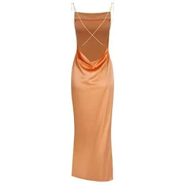 ZAFUL Women's Satin Asymmetrical Slip Mini Cami Dress
