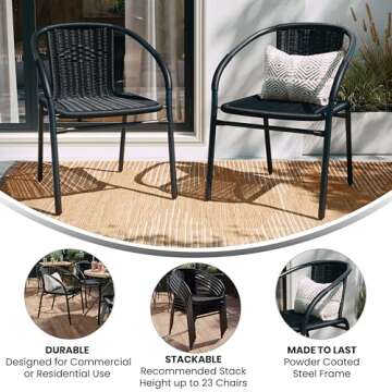 Stylish EMMA + OLIVER Rattan Stack Chairs - 2 Pack