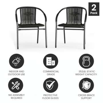 Stylish EMMA + OLIVER Rattan Stack Chairs - 2 Pack