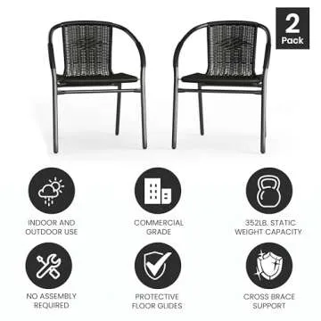 Stylish EMMA + OLIVER Rattan Stack Chairs - 2 Pack