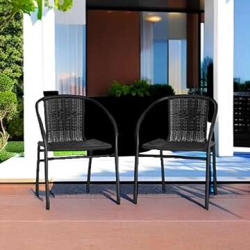 Stylish EMMA + OLIVER Rattan Stack Chairs - 2 Pack