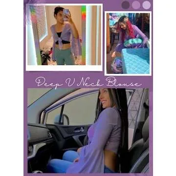 Rave Bell Mesh Crop Top for Women - EDC Festival Long Sleeve Tie Front Sheer Shirt Ruffle Fairycore Blouse Outfits(Purple,M,1087e)