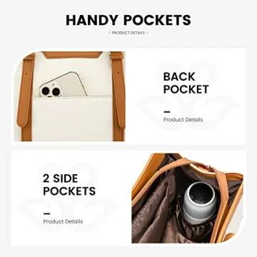 LOVEVOOK Laptop Bag for Women - 15.6 inch Lightweight Canvas Laptop Tote, Large Capacity Computer Bag with Clutch Purse for Business, Work, Travel, School, Casual Beige