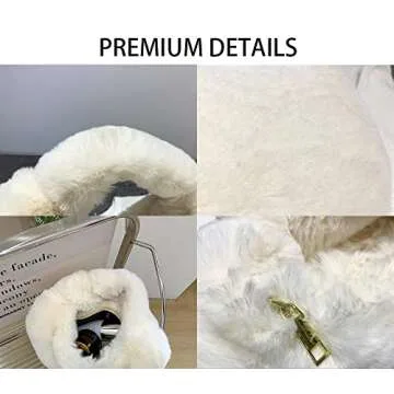 Women Plush Tote Bag Fluffy Underarm Purse Faux Fur Shoulder Handbag Fuzzy Tied Bag Winter Christmas Gifts (Khaki)