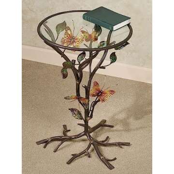 Touch of Class Flight of The Butterfly Round Accent Table - Bronze - Side Table Suitable for Living Room End Table, Bedside Tables or Nightstand, Entryway, Foyer, Office