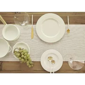 Solino Home Linen Table Runner 60 Inch - 100% Pure Linen Light Natural Short Table Runner 14 x 60 Inch Ideal for Dresser and Coffee Tables - Athena, Spring, Mothers Day, Easter Decorations