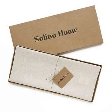 Solino Home Linen Table Runner 60 Inch - 100% Pure Linen Light Natural Short Table Runner 14 x 60 Inch Ideal for Dresser and Coffee Tables - Athena, Spring, Mothers Day, Easter Decorations